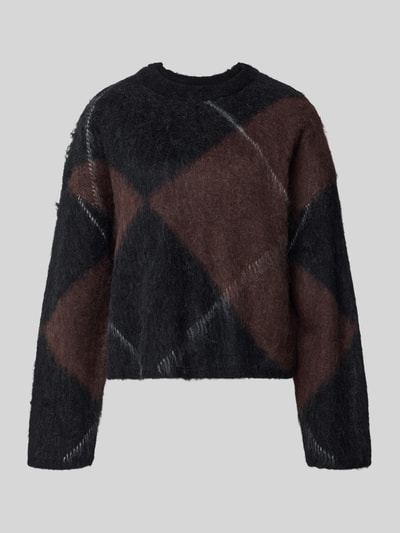OPUS Pullover aus Alpaka-Woll-Mix mit Rippabschlüssen Modell 'Pargyle' Black 1
