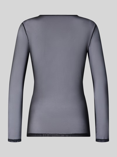 Produktfoto, Longsleeve mit Stretch-Anteil Modell 'Smooth Illusion' von Hanro, semitransparent, eng anliegend, grauer Stoff, Rückansicht.