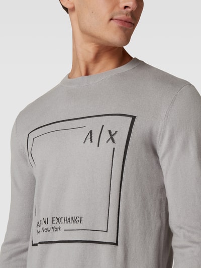 ARMANI EXCHANGE Strickpullover mit Label-Stitching Mittelgrau 3