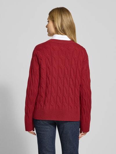 Tommy Hilfiger Kurtka z dzianiny o kroju oversized z czystej wełny Czerwony 5