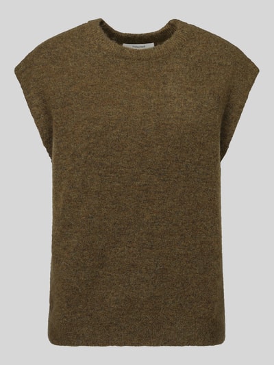 Selected Bezrękawnik o kroju relaxed fit z mieszanki wełny model 'LULU' Oliwkowy 2
