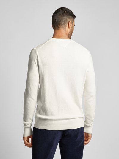 Tommy Hilfiger Strickpullover mit Logo-Stitching Modell 'PIMA' Offwhite 5