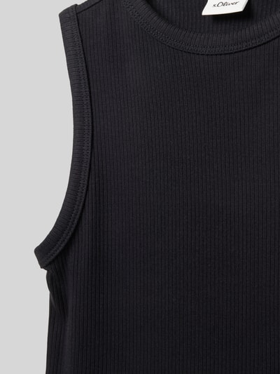 s.Oliver RED LABEL Regular Fit Tanktop aus Viskose-Mix in Ripp-Optik Black 2