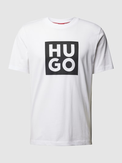 HUGO T-Shirt mit Label-Print Modell 'Daltor' Weiss 2