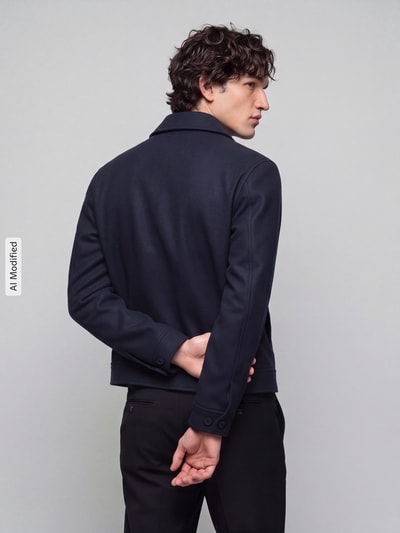 Selected Blouson aus Woll-Mix mit Zweiwege Reißverschluss Marine 5