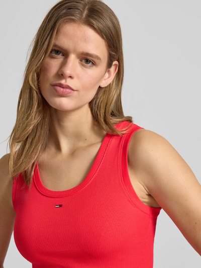 Tommy Jeans Top typu tank o kroju slim fit z mieszanki bawełny Czerwony 3