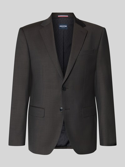 Produktfoto, Slim Fit Sakko mit Pattentaschen Modell 'Birdseye' von HECHTER PARIS in dunklem Ton, feine Textur, Reverskragen, Knopfleiste