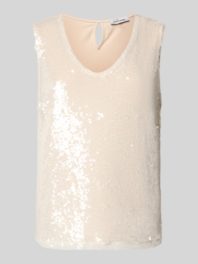 More & More Top met bandjes, V-hals en pailletten Offwhite - 2