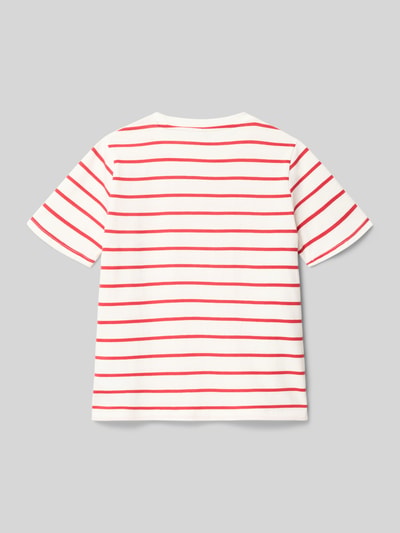Produktfoto, Regular Fit T-Shirt aus reiner Bio-Baumwolle Modell 'HELLE' von Only, Optik: Allover-Muster, Rot-Weiß, Jersey, Kurzarm