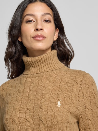 Polo Ralph Lauren Sweter z dzianiny o kroju regular fit z mieszanki bawełny i kaszmiru Camel melanż 3