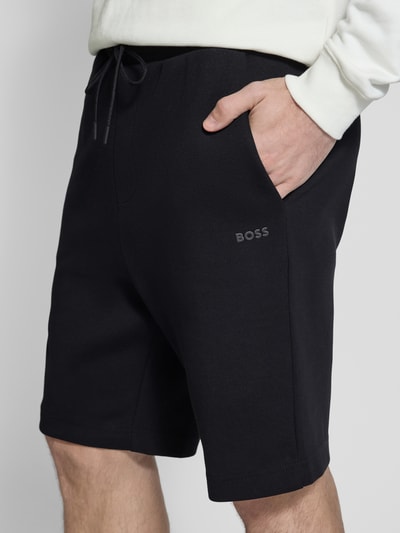 BOSS Green Regular fit sweatshorts met elastische band, model 'Headlo' Zwart - 3