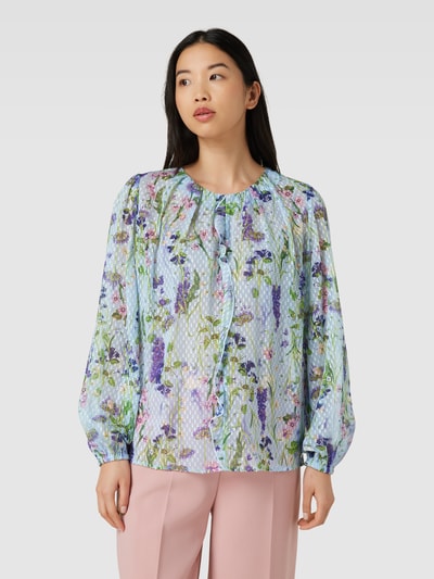 Marc Cain Bluse mit floralem Allover-Print Hellblau 4