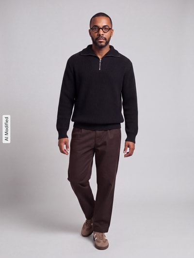 Selected Troyer mit Reißverschluss-Detail Black 1