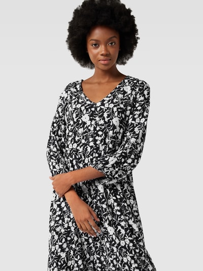 WHITE LABEL Midi-jurk van viscose met all-over bloemenmotief Zwart - 3