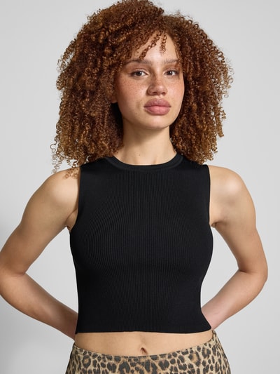 Only Slim fit korte top van viscosemix Zwart - 3