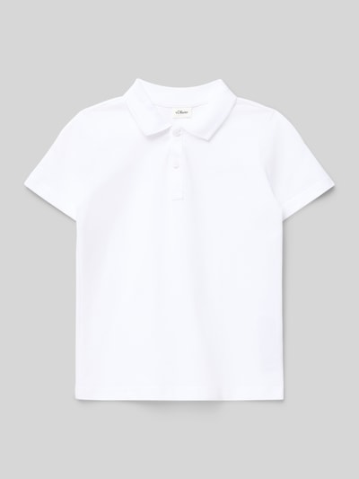 Produktfoto, Regular Fit Poloshirt aus reiner Baumwolle von s.Oliver RED LABEL, weiß, kurzarm, Polokragen, Piqué-Struktur, unifarben