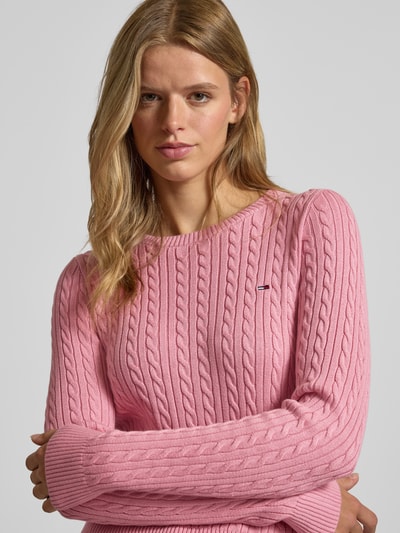 Tommy Jeans Regular Fit Strickpullover aus reiner Baumwolle Pink 3