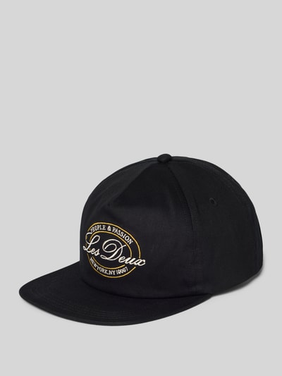 Les Deux Baseballpet met labelstitching, model 'Glen' Zwart - 1