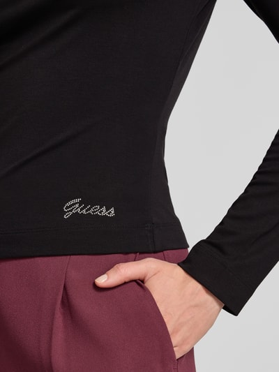 Guess Shirt met lange mouwen en geribde boothals Zwart - 3