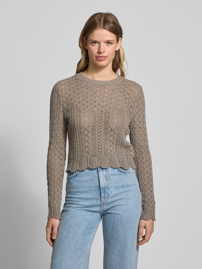 ONLY Regular Fit Strickpullover aus Struktur Strick Modell 'SAGA' Sand 4