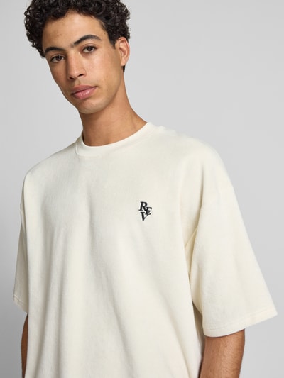 REVIEW T-shirt z prążkowanym okrągłym dekoltem Écru 3