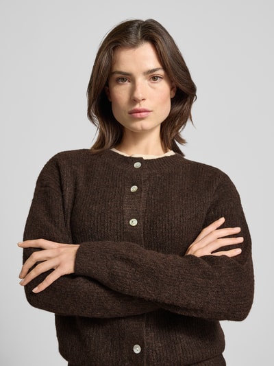 VILLA SOPHIE Strickjacke aus Viskose-Mix Modell 'NAOMI' Dunkelbraun 3