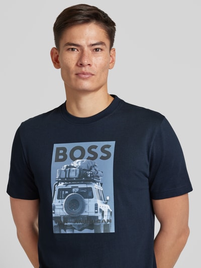 BOSS Orange T-Shirt mit Label- und Motiv-Print Modell 'mextour' Dunkelblau 3