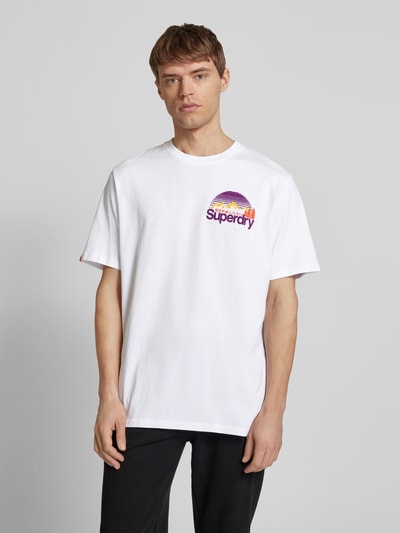 Superdry T-shirt z detalem z logo Biały 4