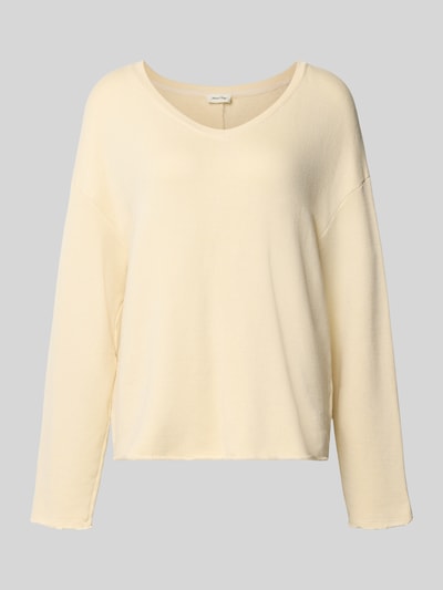 Produktfoto, Relaxed Fit Pullover mit Baumwoll-Anteil Modell 'NISHTOWN' von American Vintage in Creme, weiche Textur, Rundhalsausschnitt