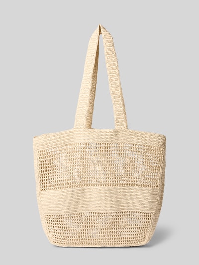 Produktfoto, Tote Bag met labeldetail model 'LAREN' van Drykorn, dames tas van beige grof geweven textiel, hoofdvak, lange hengsels, breedte 43 cm, lengte 40 cm, diepte 8 cm, schouderbandlengte 68 cm