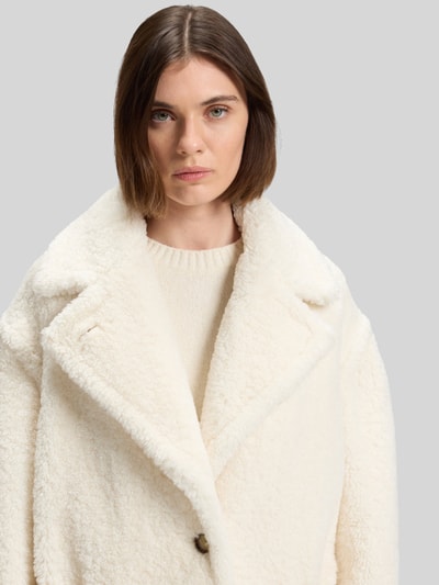 BOSS Orange Regular Fit Teddy-Mantel mit großen Taschen Modell 'CATEDY' Weiss 3