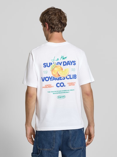 JACK & JONES t-shirt z nadrukiem z logo model 'RIVIERA VINTAGE POSTER' Biały 5