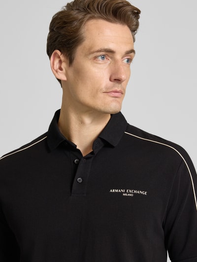 ARMANI EXCHANGE Regular fit poloshirt met labelprint Zwart - 3
