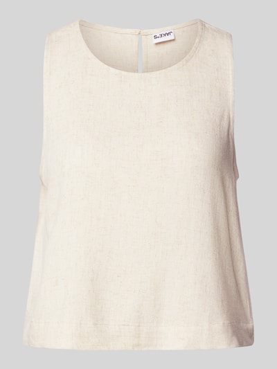 Jake*s Casual Loose Fit Crop Top aus Viskose-Leinen-Mix Beige 2