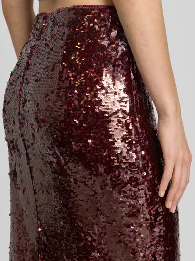 Jake*s Cocktail Slim fit midirok met pailletten Kersenrood gemêleerd - 3