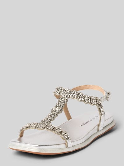 Produktfoto, sandalen met strass-steentjes van ALMA EN PENA in afgerond model met dunne riempjes, doornsluiting en gladde zool