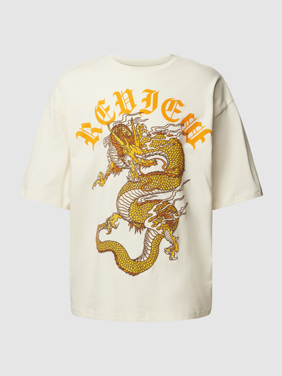 REVIEW Oversized T-Shirt mit OLD ENGLISH DRAGON Print Ecru 2