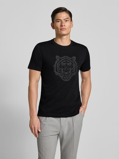 Antony Morato Regular fit T-shirt met dierenprint, model 'Jer' Zwart - 4