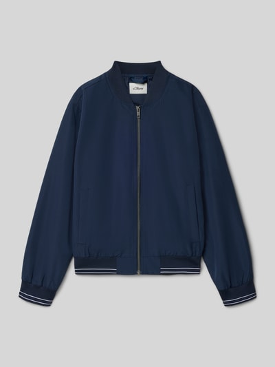 Productfoto, Regular Fit Blouson met ritssluiting van s.Oliver RED LABEL, effen donkerblauw, collegekraag, elastische boorden, steekzakken