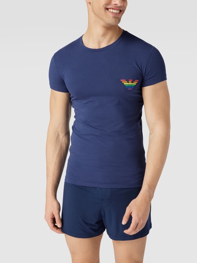 Emporio Armani T-shirt met labelprint Donkerblauw - 1