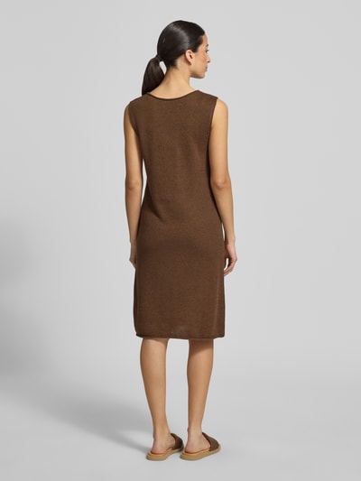 Marc O'Polo Schmales Strickkleid aus Baumwoll-Leinen-Mix Mittelbraun 5