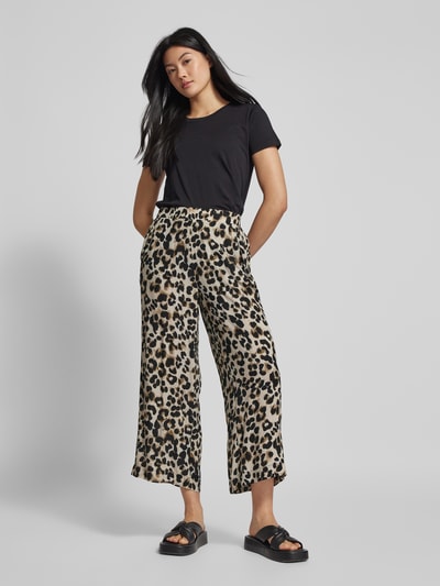 ICHI Regular fit stoffen broek met dierenprint, model 'MARRAKECH' Zwart - 1