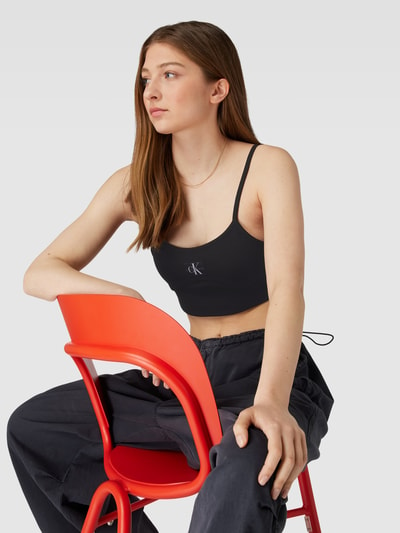 Calvin Klein Jeans Top typu bralette z naszywką z logo Czarny 3