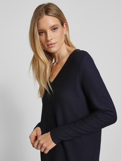 comma Oversized Strickpullover mit V-Ausschnitt Marine 3