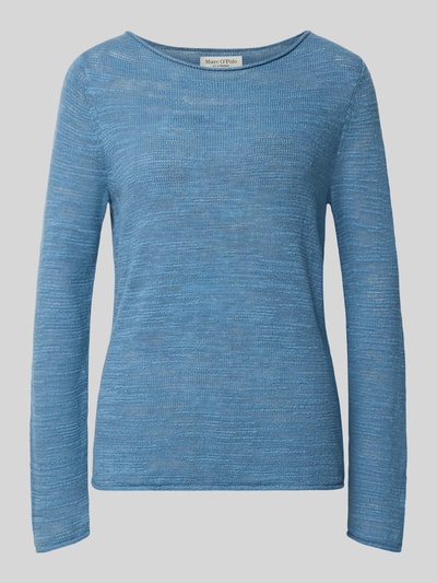 Produktfoto, niebieski Slim Fit Pullover aus Baumwoll-Leinen-Mix od Marc O'Polo, tekstura dzianiny, damski sweter