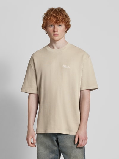 Pegador Oversized T-shirt met labelstitching Taupe - 4