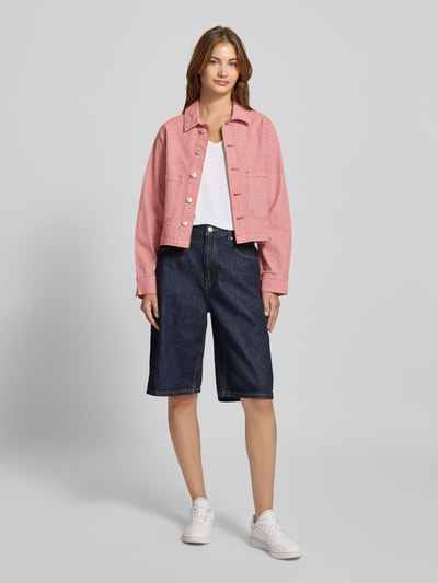 Pieces Regular fit jeansjack van katoenmix, model 'BILLO' Bordeaux - 1