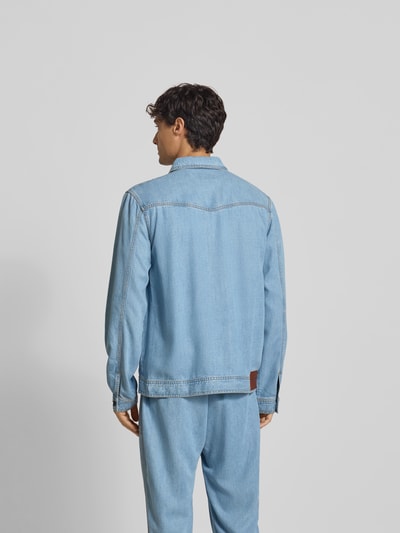 Officine Générale Regular Fit Hemdjacke aus reinem Lyocell Jeansblau 5