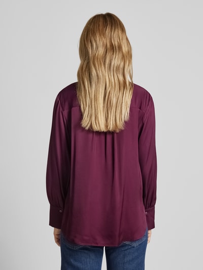 Brax Overhemdblouse van pure viscose met labeldetail, model 'VIC' Aubergine - 5