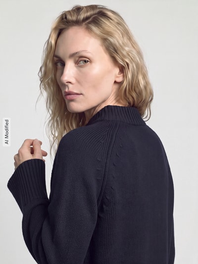 Tom Tailor Strickjacke aus reiner Baumwolle mit aufgesetzten Taschen Marine 3